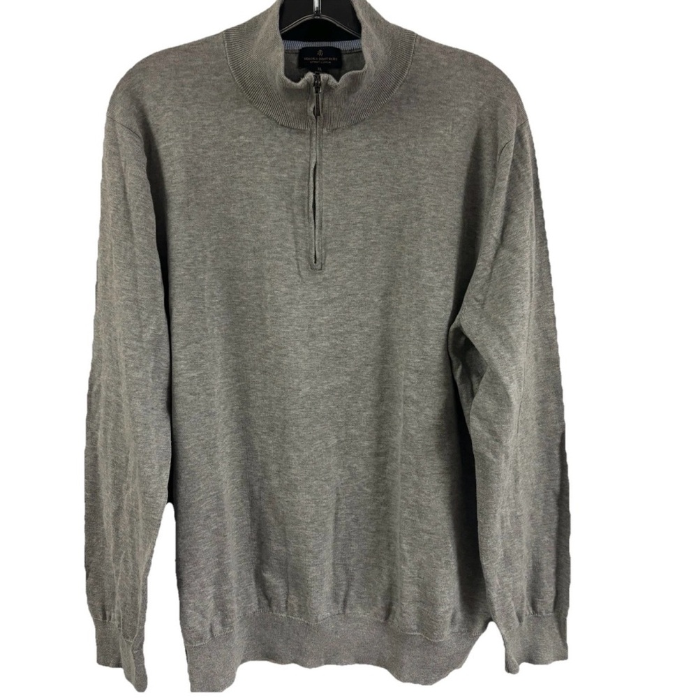 Brooks Brothers Supima Cotton 1/4 Zip Grey Pullover Sweater Size XL